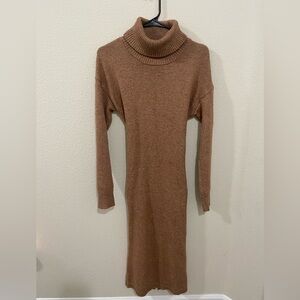 Super soft brown midi sweater dress.